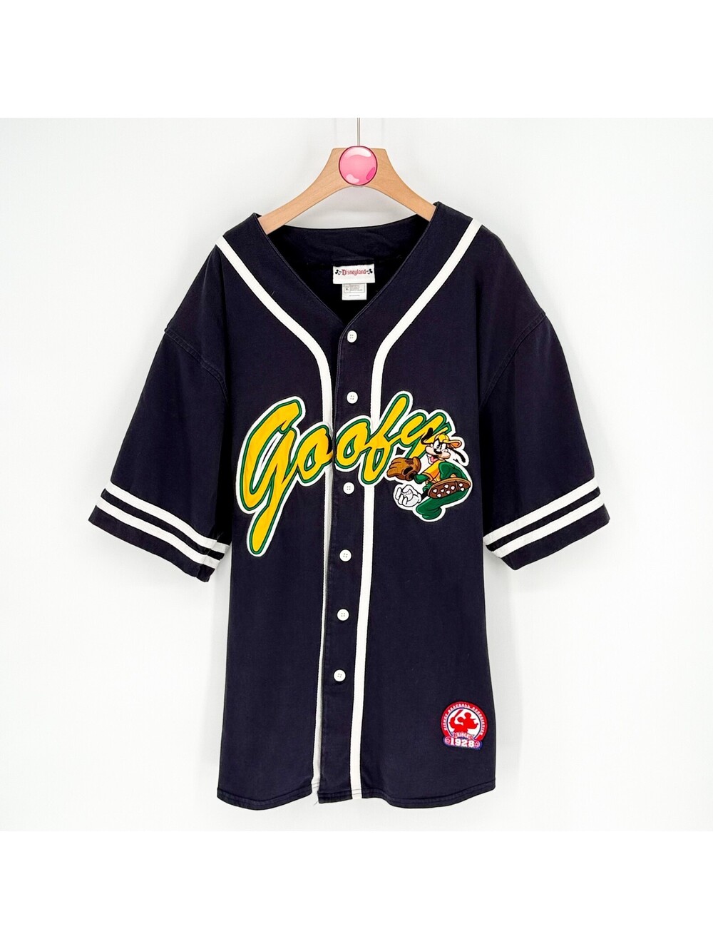 Disneyland Goofy Baseball Jersey Button Embroidered Men XL